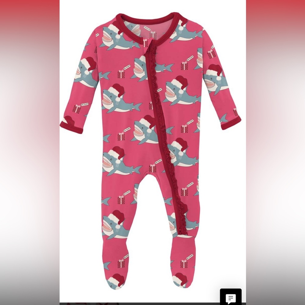 KicKee Christmas Shark Onesie size 6-9 month